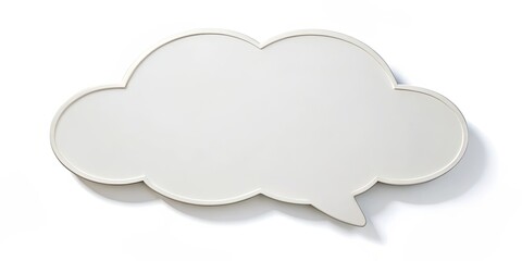 Obraz premium Simple cloud-shaped speech bubble on a white background, speech bubble, white background, minimalistic, cloud, communication