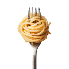 Cooked spaghetti noodles isolated on white and transparent background. PNG cutout.