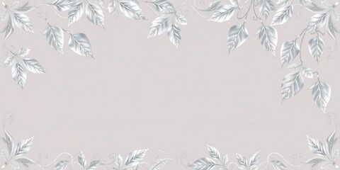 Luxury silver leaves lace border with intricate design and shimmering details, ornate, shiny