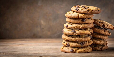 A stack of delicious chocolate chip cookies, food, sweets, chocolate, snack, bakery, homemade, dessert, delicious, treat