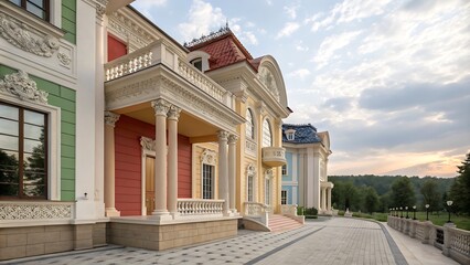Square Mile CBD is viewed at dusk in panoramic format from Post, generative ai