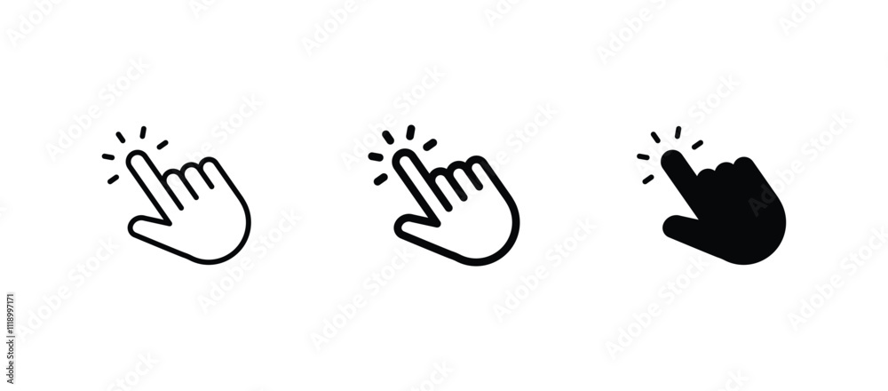 Poster pointing hand click icon. click cursor vector icon