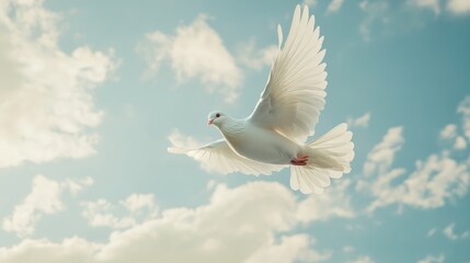 Fototapeta premium White dove flying in the sky