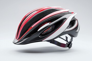 Fototapeta premium Cycling safety gear stylish red and black helmet studio shoot product photography modern design