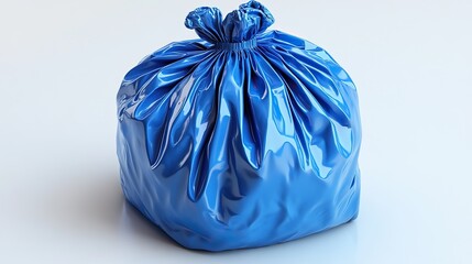 Isolated blue plastic bag on a white background, used as a clean design element
