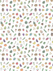 野菜果物キノコの壁紙イラスト