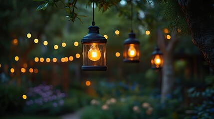 Lighting up a garden at dusk, transforming it into an evening event with a warm glow