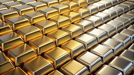 Rows of stacked gold and silver bars creating a luxurious background , wealth, precious metals, investment, finance, banking