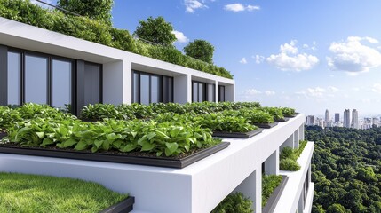 Fototapeta premium Green Rooftop Building, Urban Greenery | Sustainable architecture