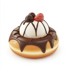 A donut filled with ice cream, isolated on white background, representing indulgence and innovation, perfect for dessert branding, food poster, summer-themed campaigns