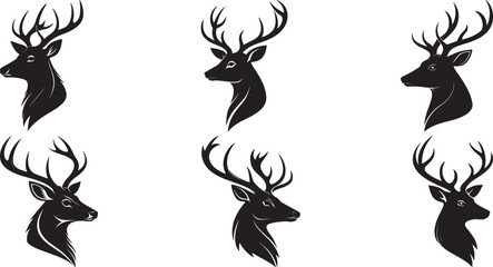 The animal of Deer Head silhouette vector illustration design, Icon and logo using black color