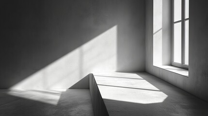 Obraz premium Minimalistic light and shadow effect on a wall with a refined presentation space