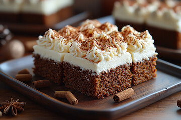 a rich and moist gingerbread cake topped with