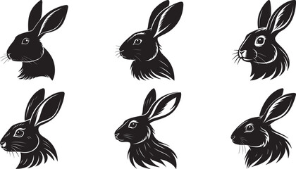 The animal of Rabbit Head silhouette vector illustration design, icon and logo using black color © MdMujahidFakir