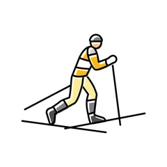 Fototapeta premium cross country skiing winter sport color icon vector. cross country skiing winter sport sign. isolated symbol illustration