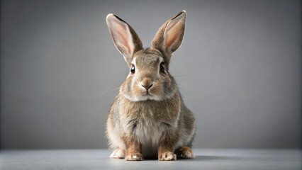 Obraz premium Rabbit isolated on grey background, rabbit, isolated, background, grey, animal, cute, fluffy, domestic, pet, wildlife, fur, small