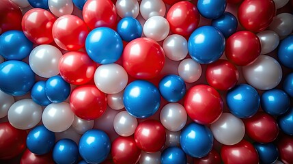 Red, white, and blue balloons arranged in an American flag pattern create a festive backdrop for celebrations