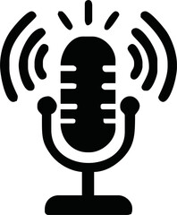 podcast microphone logo vector symbol templqte.