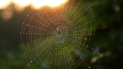 Golden Hour Spider Web: Nature's Delicate Beauty in the Warm Glow of Sunset