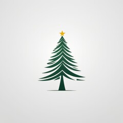Fototapeta premium Minimalist Christmas Tree on a White Background