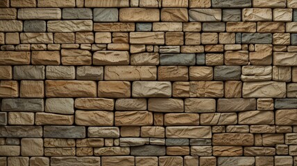 Fototapeta premium Sandstone wall features a mix of natural colors and textures providing a rustic yet elegant backdrop ideal for home interiors or outdoor spaces
