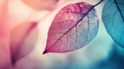 Vibrant Leaves Displaying Intricate Veins, Nature's Colorful Artwork, Botanical Beauty