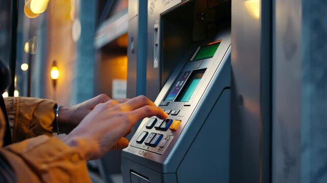 Person Using ATM at Night