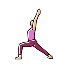 warrior i virabhadrasana i yoga color icon vector. warrior i virabhadrasana i yoga sign. isolated symbol illustration