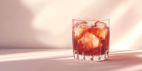  Iced Tea with Ice Cubes in Sunlit Glass