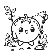 Coloring page tomato explore act illustration