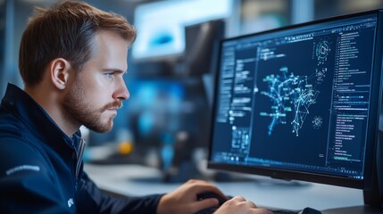 Professional Male Analyst Focusing on Advanced Data Visualization