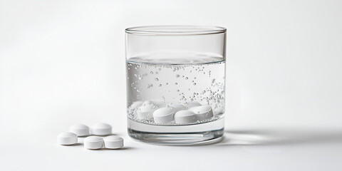 Effervescent Tablet Dissolving in Clear Water Glass