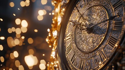 Elegant Countdown Clock with Golden Sparkler Background, Countdown Clocks, New Year's day, New Year's Eve 
