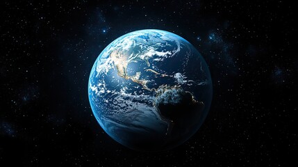 The Earth is shown in the background of a blue screen in a simple digital design