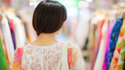 Fashion shopping adventure boutique store modern lifestyle colorful atmosphere casual perspective