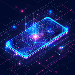 Fototapeta premium Futuristic Abstract Line of Mobile application illustration