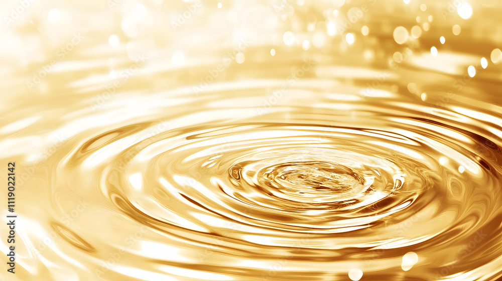 Aufkleber a shimmering golden ripple effect on water, creating a dynamic and tranquil ambiance with soft refle