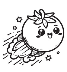 Coloring page design tomato speed fly