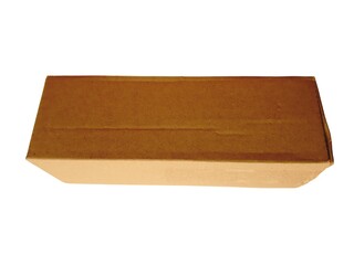 Blank brown Cardboard Box for shipping on an isolated white background	
