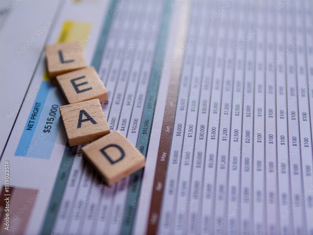 Aufkleber business data analysis understanding leads through spreadsheets in a professional office environment