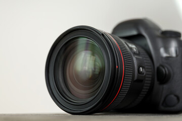 Professional photographer's camera in a photo studio.
