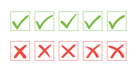 Check mark icon. Set of check box icon with right and wrong buttons