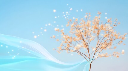 A Serene Spring Scene with Blossoming Cherry Trees and Gentle Breeze