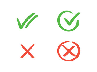 Green checkmark and red cross button icon