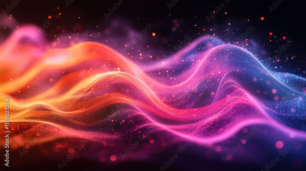Wall mural this vibrant graphic displays a wave pattern in a spectrum of colors, representing data fluctuations