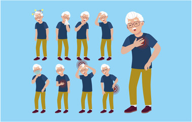 Sick old people with different symptoms