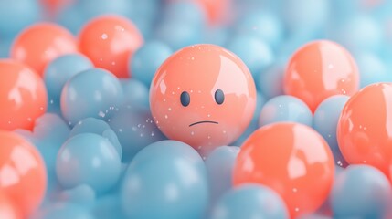 Emotional reflection in colorful spheres abstract environment 3d visualization artistic perspective on feelings