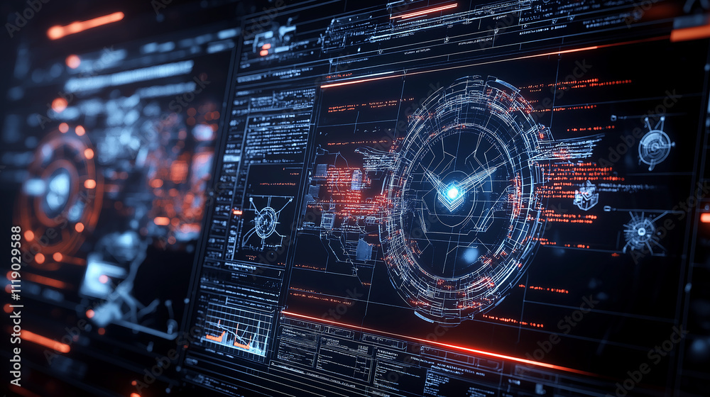 Aufkleber ultra clear 8k cinematic scene of ai driven control interface, showcasing intricate digital designs 