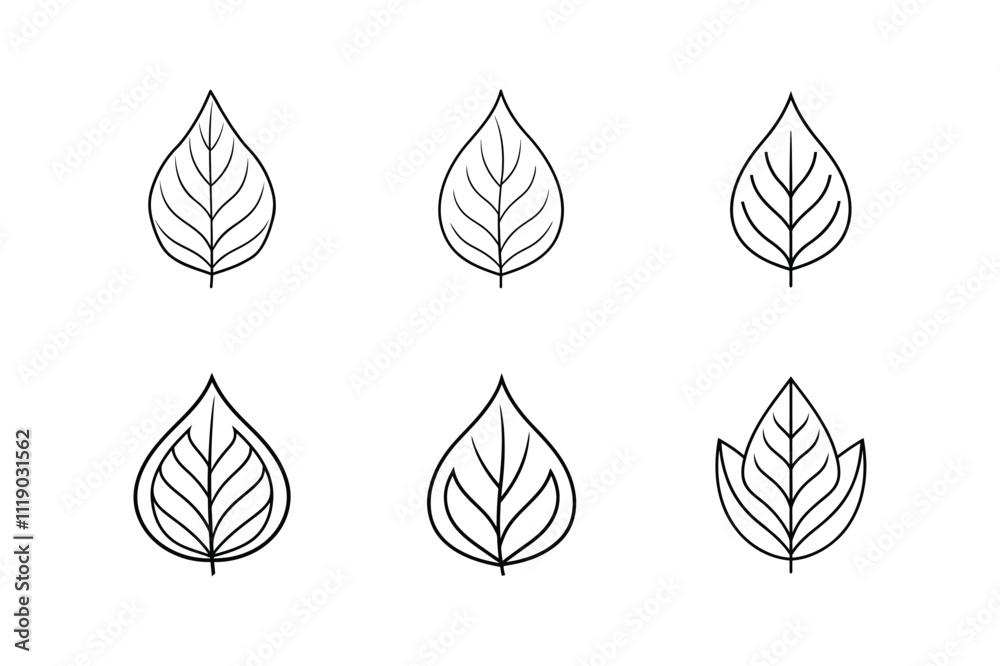 Canvas Prints leaf icon line art vector illustration