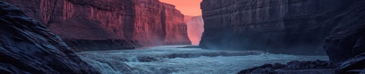 Majestic River Flowing Through Dramatic Canyon Walls
